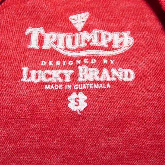 Triumph x Lucky Brand Mens S Red Happiness is Riding a TRIUMPH Graphic T Shirt - Picture 2 of 7